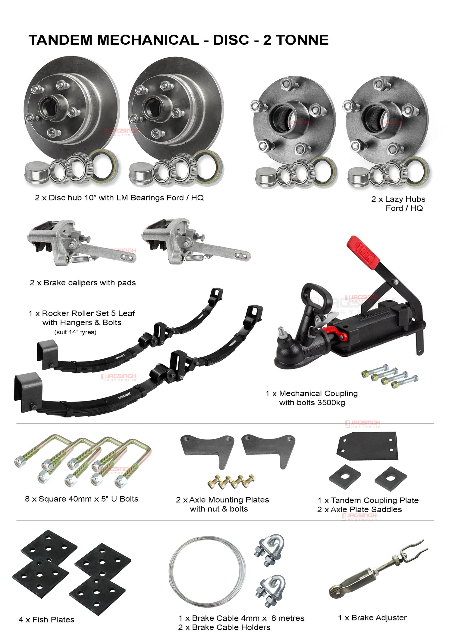 Tandem Mechanical Disc 2 Tonne Rocker Roller Kit